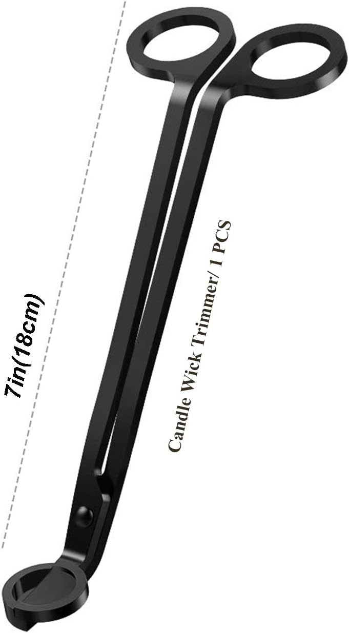 Candle Wick Trimmer – Stainless Steel Wick Cutter Scissors | Deep Reach Design for Cutting Burnt Wicks | Candle Wick Clipper Shear, Black