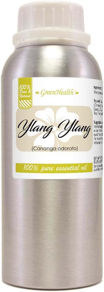 Ylang Ylang Essential Oil – 8 fl oz (237 ml) Aluminum Bottle w/Plug Cap – 100% Pure Essential Oil – GreenHealth