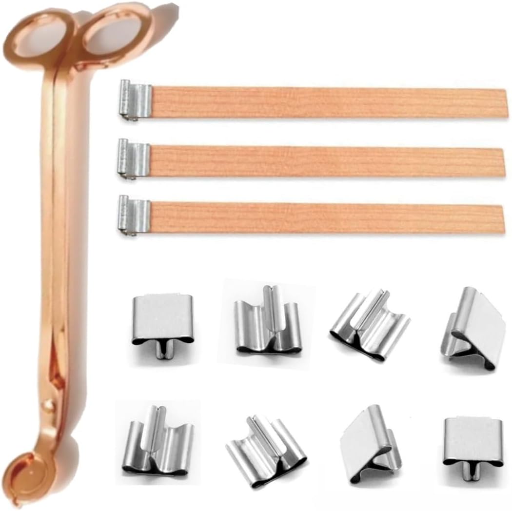 100Pcs Wood Wicks for Candles Making, 5.1x0.5x0.04inch Wood Candle Wicks Natural & Crackling Wooden Candle Wicks with Trimmer for DIY Craft