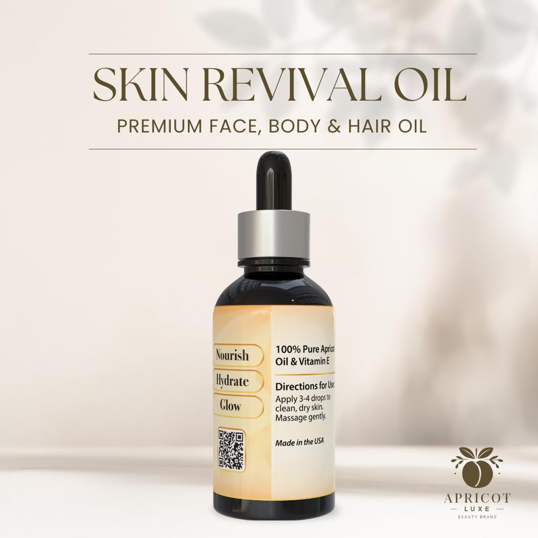Richardson Nutritional Center Luxe Skin Revival Organic Apricot Kernel Oil Cold Pressed 100% Pure and Natural for Skin