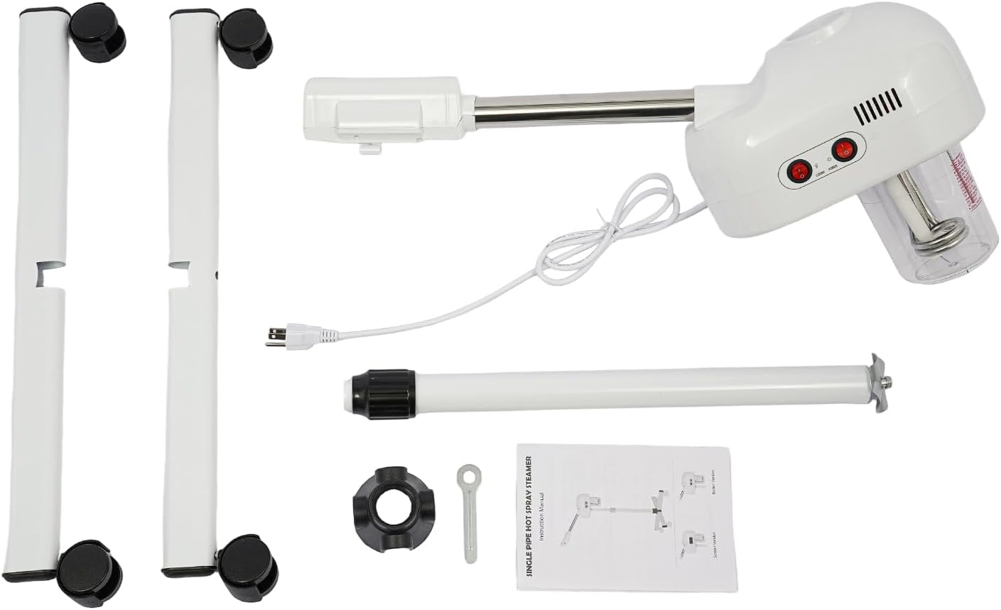 Hot Mist Facial Steamer, Adjustable Spa Steamer with 360° Rotating Nozzle, Floor Standing Facial Steamer with 44.1’’-52’’ Height for Home Office Salon