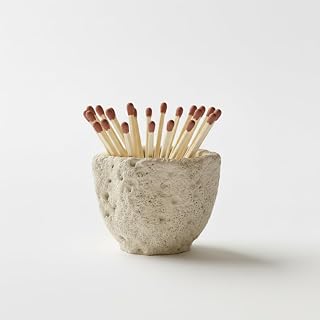 Modern Concrete Match Holder with Striker — Includes Three Striker Pads, a Decorative Match jar for Candles & Fireplace, Perfect for Matches in a jar with Striker Home Décor (Matches Not Included)