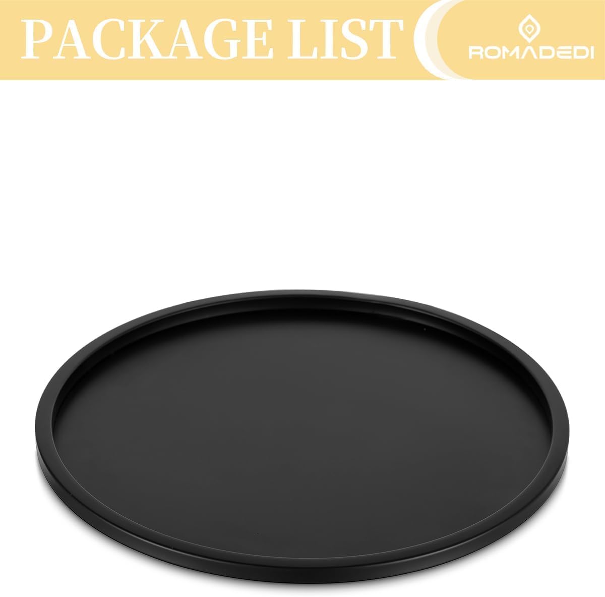 Romadedi Black Round Candle Tray: Metal Decorative Trays for Coffee Table Centerpiece Kitchen Bathroom Counter Modern Farmhouse Home Decor 11.8 Inches