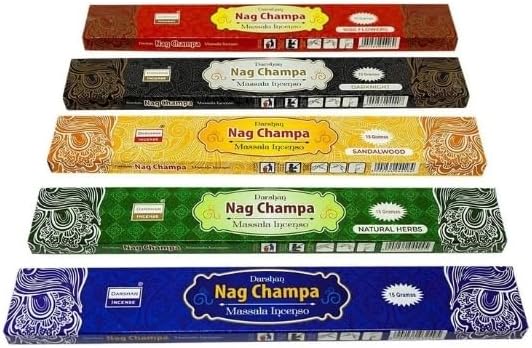 Indian Masala Nag Champa Incense Kit 5 Boxes 50 Sticks Assorted Fragrance