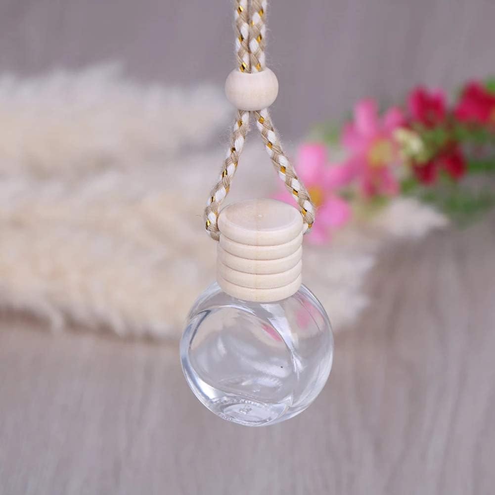 Car Aromatherapy Essential Oil Diffuser Bottle,10 Pack Car Air Freshener Bottle Empty Hanging Perfume Bottle Fragrance Decor Accessories Auto Window Ornament (round)