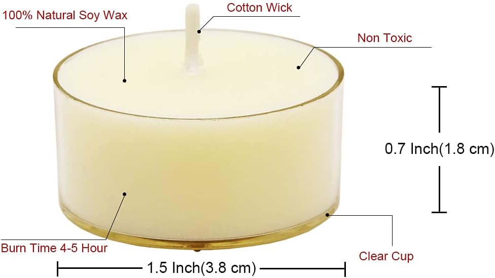 DEYBBY Natural Jasmine Scented Soy Wax Tealight Candles Bulk, Aromatherapy Luxury Tea Candle Set of 24-4 Hour Burning Great Gift