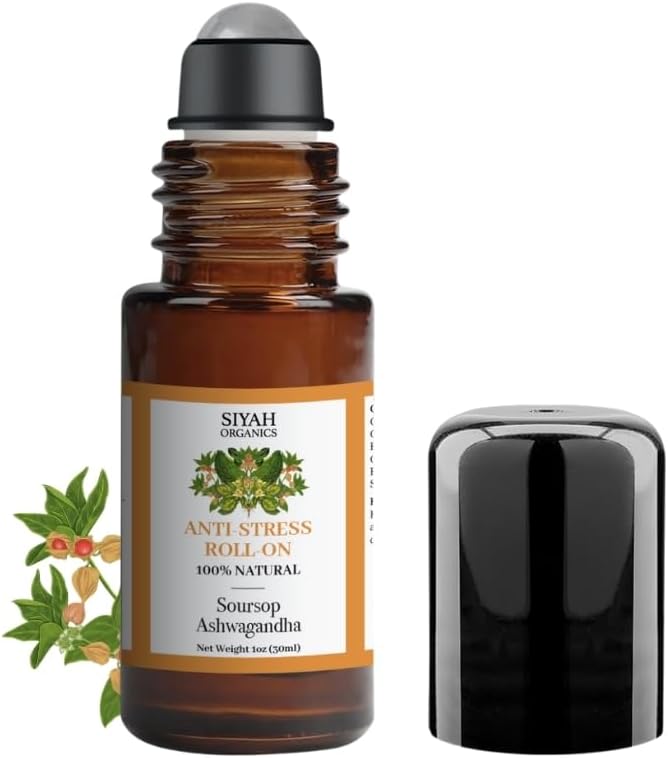 Anti-Stress Roll-On with Soursop & Ashwagandha – Calming, Balancing, and Relaxing Roll-On – 1oz