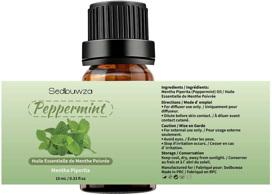 Sedbuwza Lavender Peppermint Essential Oil Set, Lavender Fragrance Oil Peppermint Scent Oil Set for Diffuser, Aromatherapy, Massage, Soap, Candle Making 2 x 10 ml