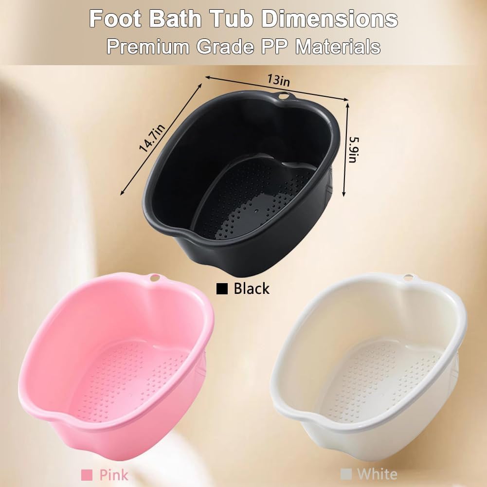Foot Soaking Tub Large Size Foot Basin Sturdy Soaking Feet Bucket Massager Tub Exfoliation Callus Pedicure Foot Spa Bath Bucket for Women and Men (Black), 15*13*6 Inch