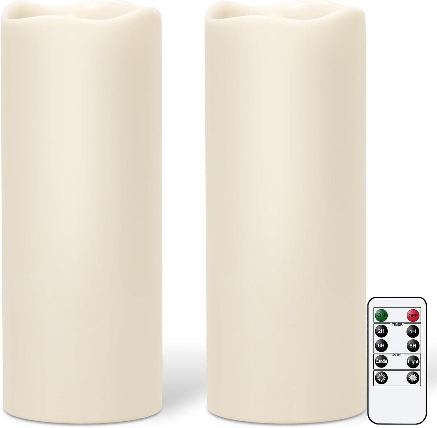 GenSwin Outdoor Candles with Timer Waterproof, Large Pillar Battery Operated Candles with Remote Timer, 12" x 5" LED Flameless Candle for Indoor Outdoor Lanterns Patio, IP65 Waterproof (Set of 2)