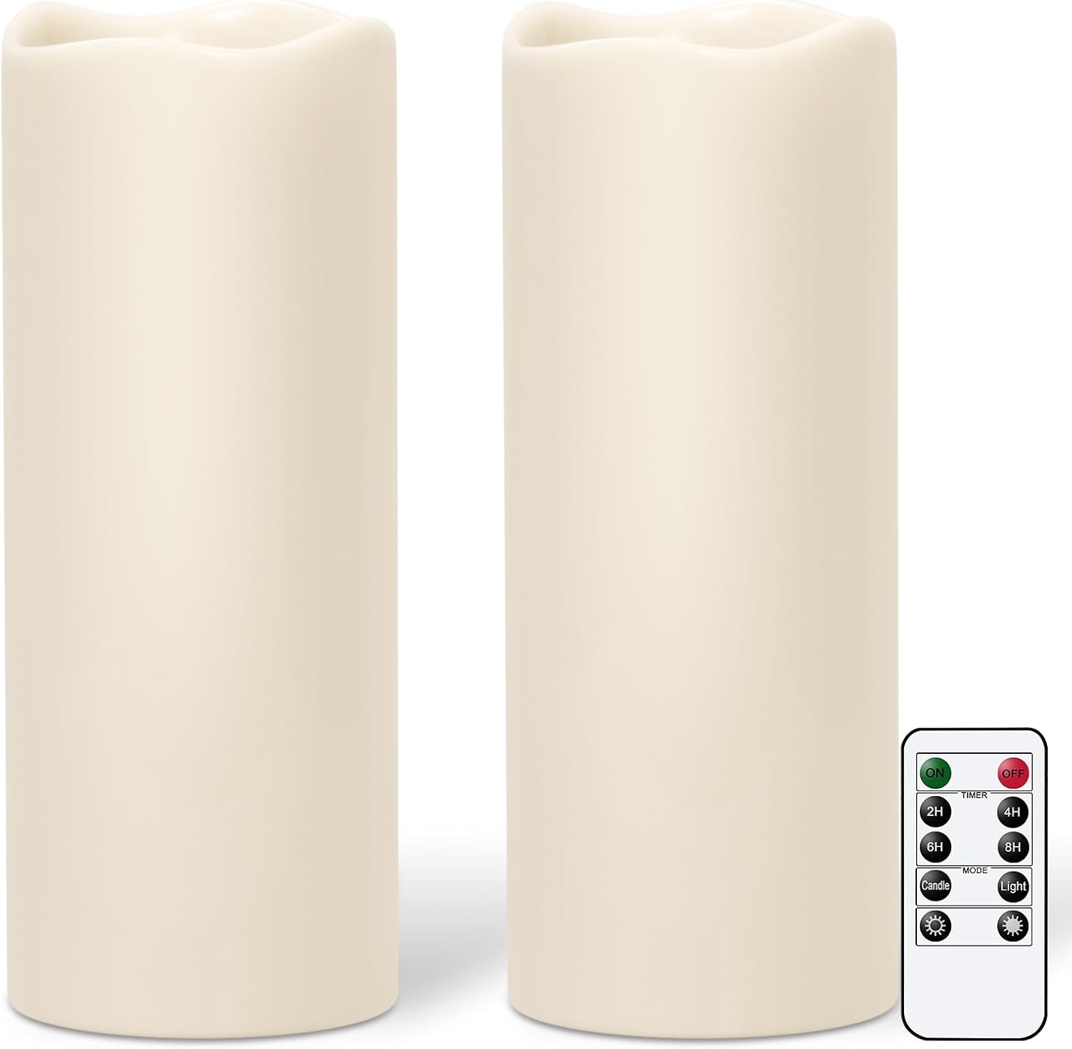 GenSwin Outdoor Candles with Timer Waterproof, Large Pillar Battery Operated Candles with Remote Timer, 12" x 5" LED Flameless Candle for Indoor Outdoor Lanterns Patio, IP65 Waterproof (Set of 2)
