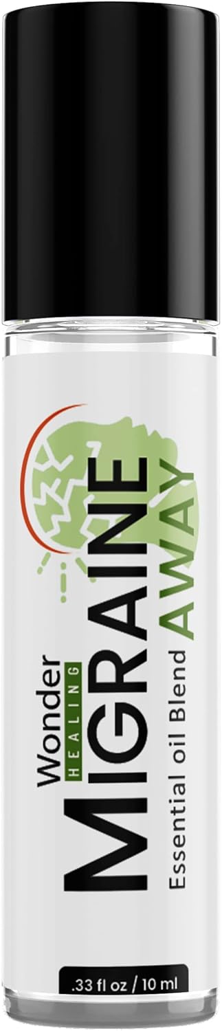 Migraine & Headache Relief – 100% Natural Essential Oil Roll-On – Cooling Peppermint, Lavender & Marjoram Blend – Ready to Use Aromatherapy Stick – 10ml (Pack of 1)