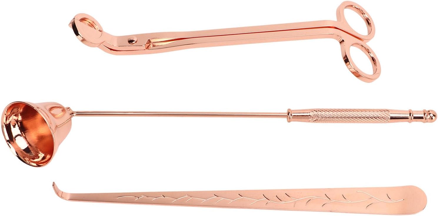Stainless Steel Candle Accessories Set with Ergonomic Handles Durable Candle Care Kit for Daily Use 3 Pieces for Rose Gold Lovers