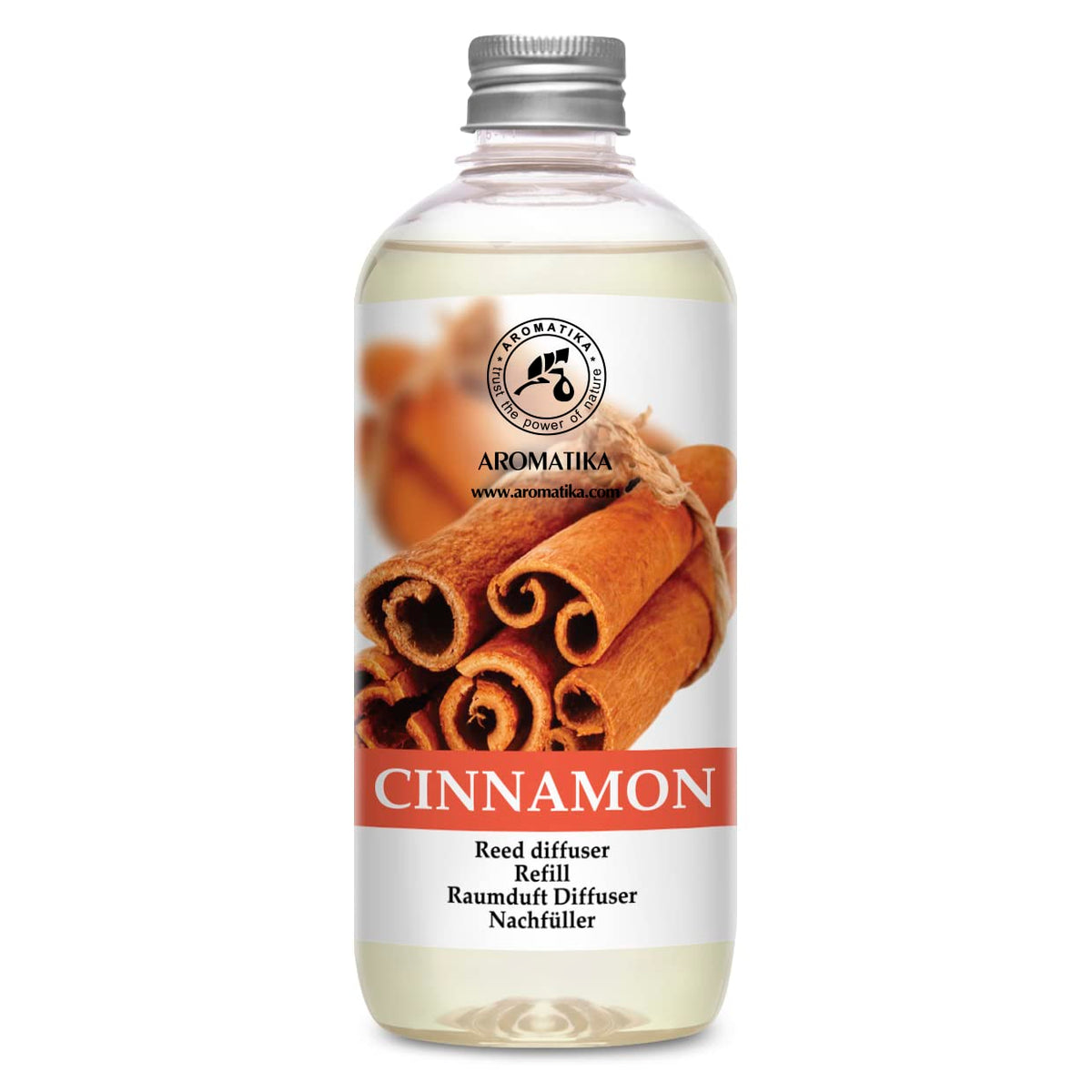 Cinnamon Reed Diffuser Refill with Natural Essential Cinnamon Oil 17 oz - Fresh & Long Lasting Fragrance - Best for