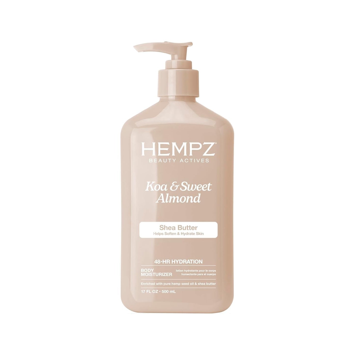 HEMPZ Sweet Almond & KOA Body Lotion, Moisturizing Hemp Seed Oil and Shea Butter, Hydrating Vegan Lotion for Dry Skin, 17 oz