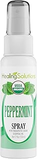 Healing Solutions - Peppermint Essential Oil Spray, (2 oz) USDA Certified Organic Aromatherapy Room & Linen Spray, Pillow & Bedding Mist, Shower Steam, Natural Peppermint Air Freshener