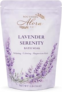 Southern Alora Lavender Bath Salts – Epsom Salt & Magnesium Bath Soak for Women Relaxing, Aromatherapy Mineral Spa Soak for Stress Relief, Muscle Recovery & Self Care