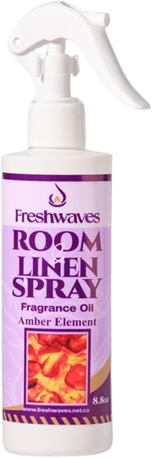 Freshwaves Amber Element Air Freshener Spray | Room & Linen Spray | Odor Eliminator for Home, Bedroom, Bathroom & Office | 8.8oz