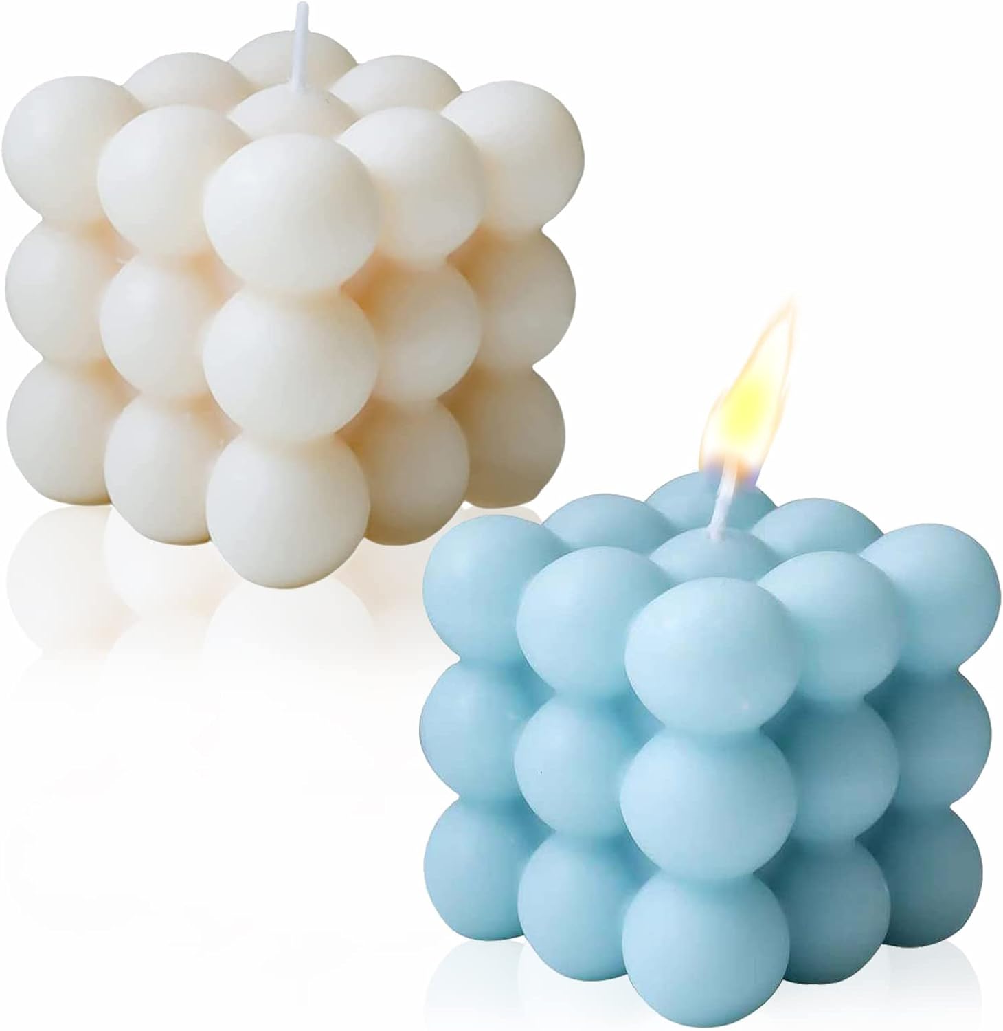 2 PCS Bubble Candle, Soy Wax Cube Candles for Valentine's Day, Birthday, Home Decor, Aesthetic Hand Poured Scented Candle