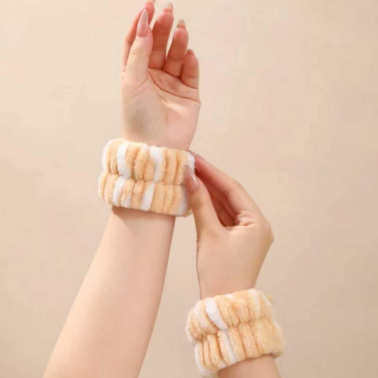 Cute Spa Headband and Wristband Set for Women Kawaii Cat Ear Yellow Makeup Headband for Washing Face (3PCS, Yellow)