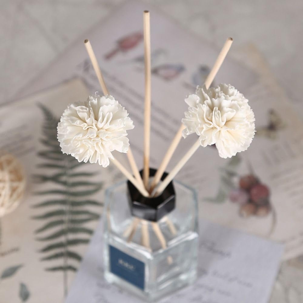 4 Pcs Flower Reed Diffuser Sticks, Rattan Reed Fragrance Diffuser with Flower Replacement Refill Rattan Sticks for Home, Office, Bathroom, Bedroom