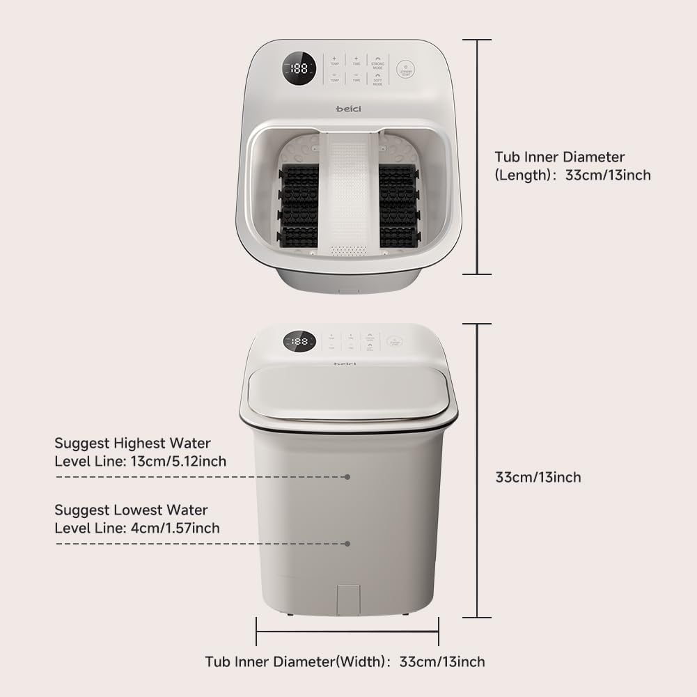 13-inch Foot Spa with Fully Automatic Electric Massage Dual-Action System, Integrating Electric Massage Rollers and Shiatsu Functionality, Featuring a Timer and Water Temperature Control
