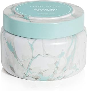 Capri Blue Modern Marble Printed Travel Tin Jar Candles - Luxury Decorative Candles for Home Scented - Long Lasting Soy Wax Blend - Coconut Santal (8.5 oz)