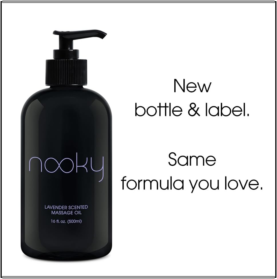 Nooky Massage Oil with Sweet Almond Oil, for Massaging 16 Ounce (Lavender)