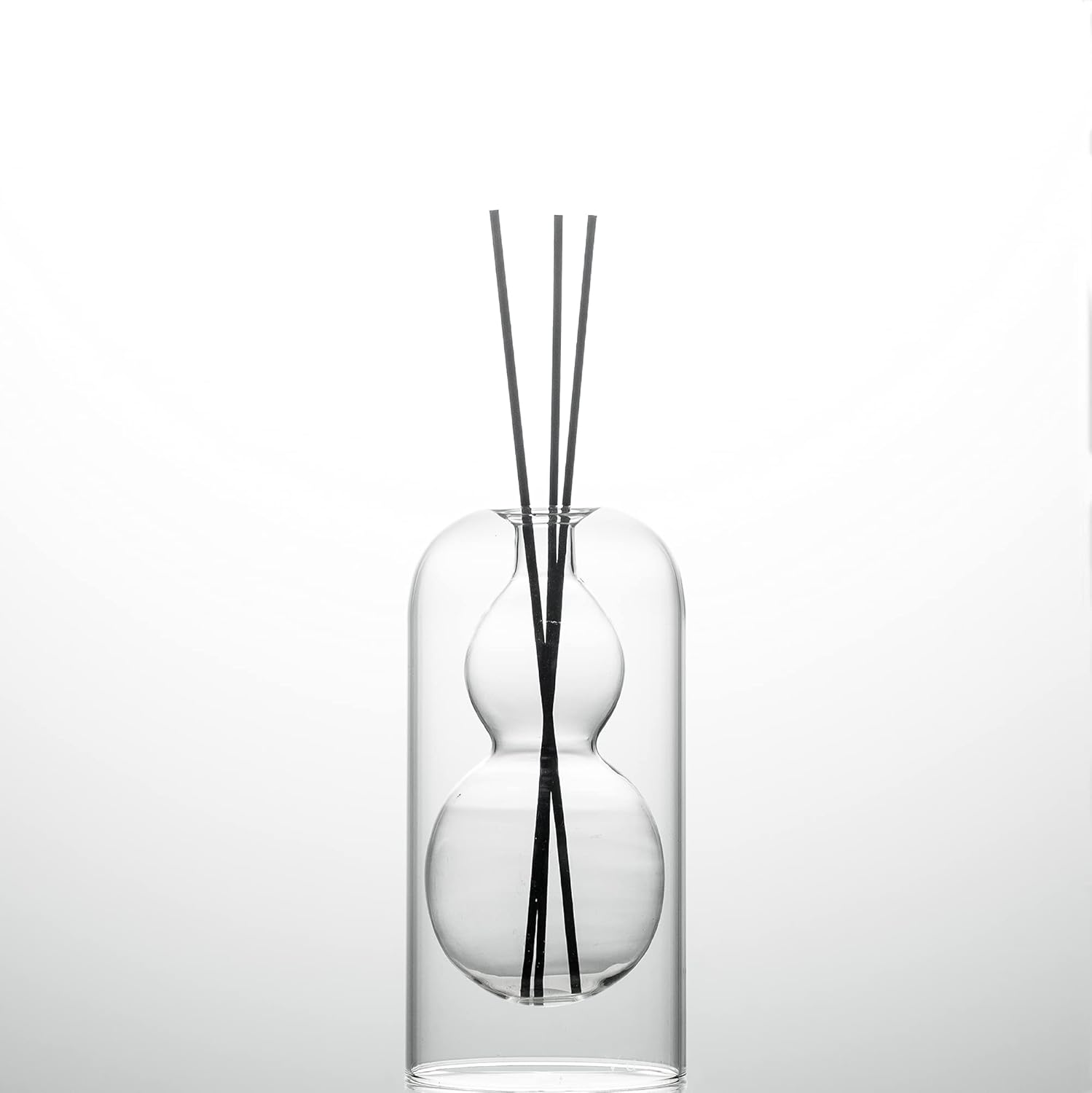 Empty Glass Fragrance Reed Diffuser Bottles,for Essential Oil, with 16pcs Black Reed Sticks,Minimalist Decor,2pcs/Set.
