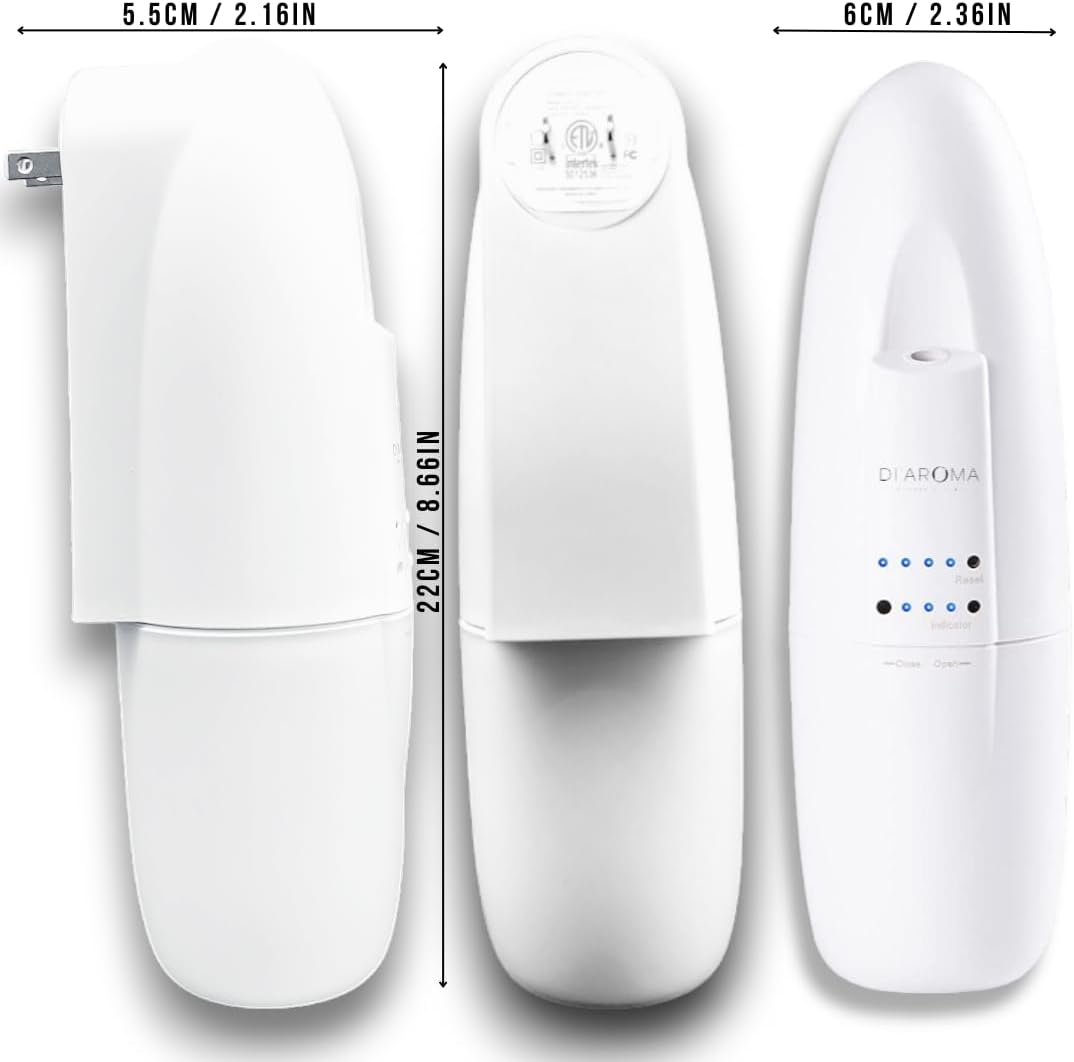Di’Aroma Plug In Waterless Diffuser – Essential Oil Diffuser with Nanotechnology, Cold Air Nebulizing Scent Diffuser Machine – Air Freshener for Home, Office & Spa, Up to 500 Sq Ft Each (2 Pack White)