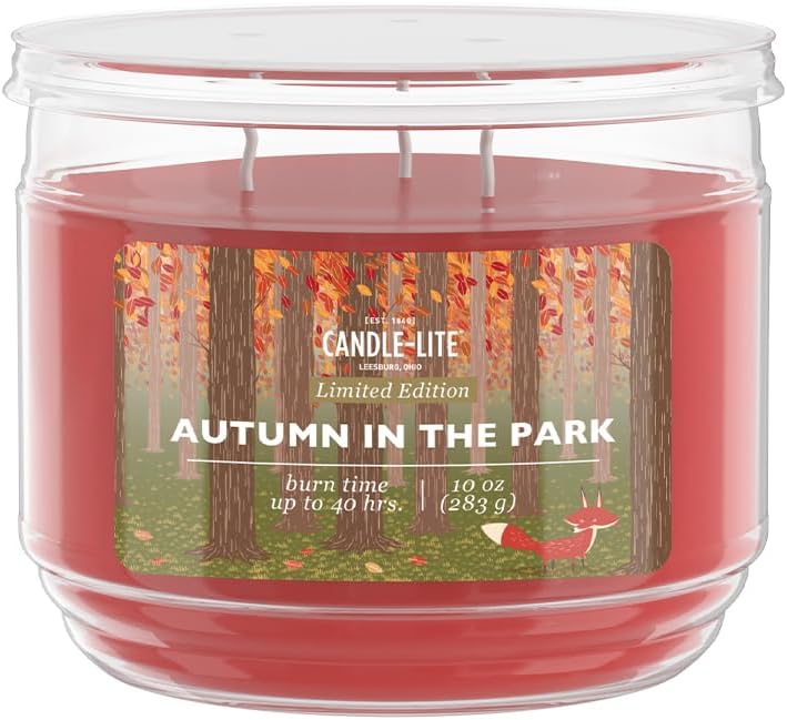 Candle-lite Fall Scented Candles, Macintosh Apple with Creamy Caramel, 10 oz 3-Wick Jar Candle, Proudly Poured in The USA, Autumn Home Decor, 40 Hours of Burn Time, Ideal Gift for Men and Women