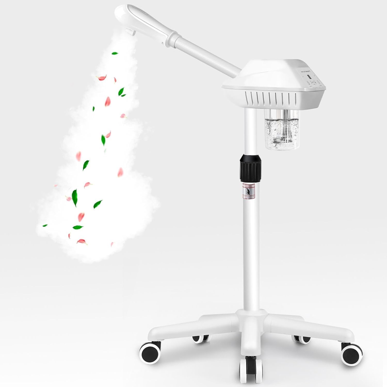Professional Facial Steamer for Deep Cleansing and Hydration, Ozone Spa Face Steamer on Wheels, Adjustable Height and Angle,Estheticians Steamer More Steam,Suitable for Beauty, Spa and Home Use