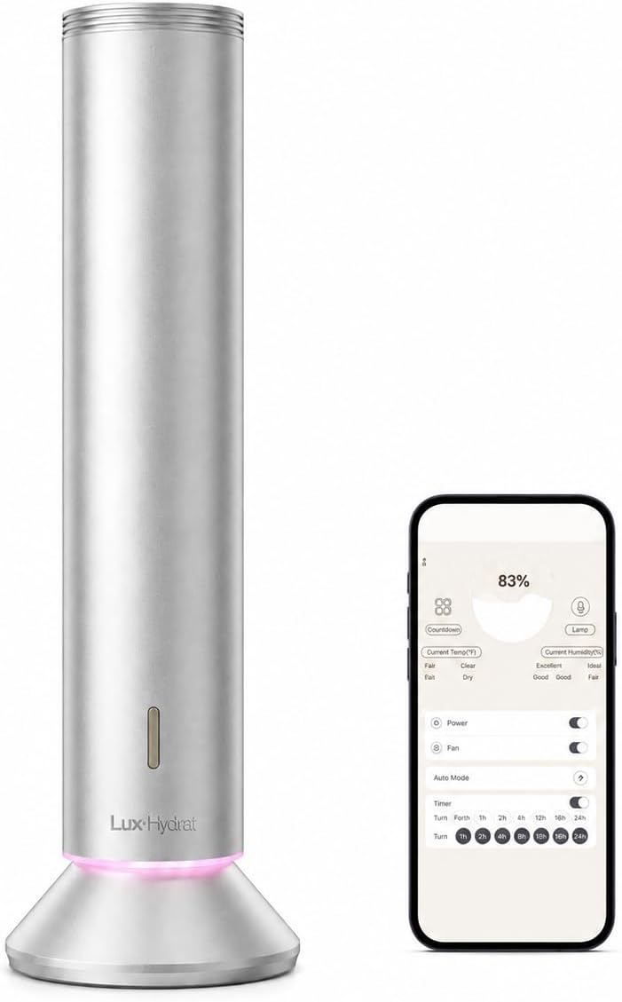 Waterless Essential Oil Diffuser, Smart App Controlled Scent Diffuser for Large Room, Covers Up to 4000 Sq Ft, Quiet Aroma Diffuser for Home Hotel Office,360° Ambient Light (Silver, Desktop)