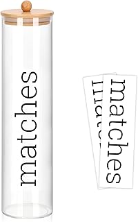 Acrylic 11 inch Long Matches Holder with Lid Sticker Farmhouse Match Holder for Fireplace Farmhouse Decor (No Include Matches)