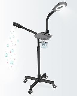 Facial Steamer & 5X Magnifying Lamp Combo, Professional Esthetician Equipment: Adjustable Nano Mist, Deep Pore Cleansing, Blackhead Remover, Acne Treatment Ozone Steamer (JY-201B)