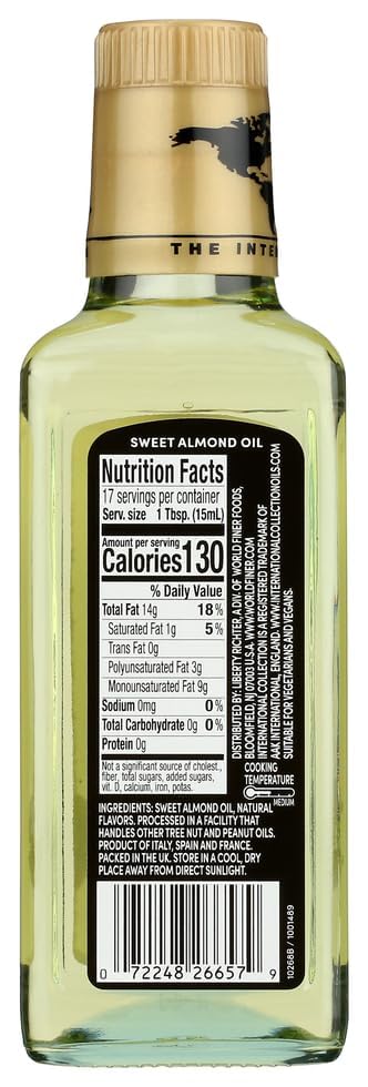 International Collection Sweet Almond Oil, 8.45 fl oz (Pack of 1) | Expertly Sourced, Quality Oils | NonGMO Project Certified, Gluten Free, Halal Approved