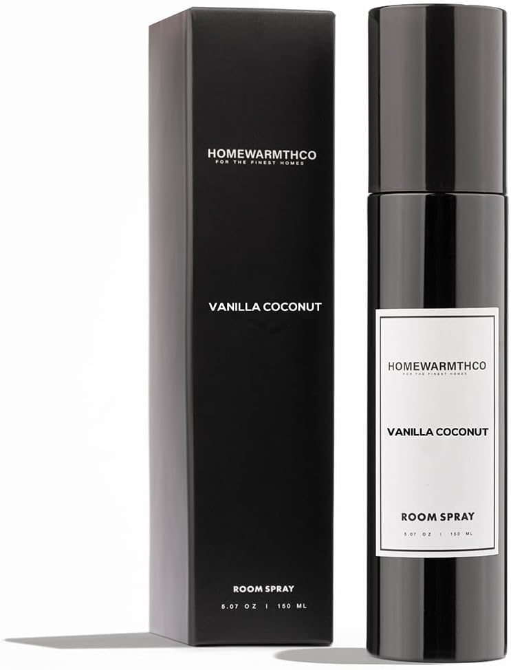 Vanilla Coconut Room Spray – 5.07 oz (150 ml) Scented Air Freshener Odor Eliminator Spray for Home, Office & Linen – Long-Lasting Linen Spray for Bedding, Pillows & Fabrics – Luxurious Home Fragrance