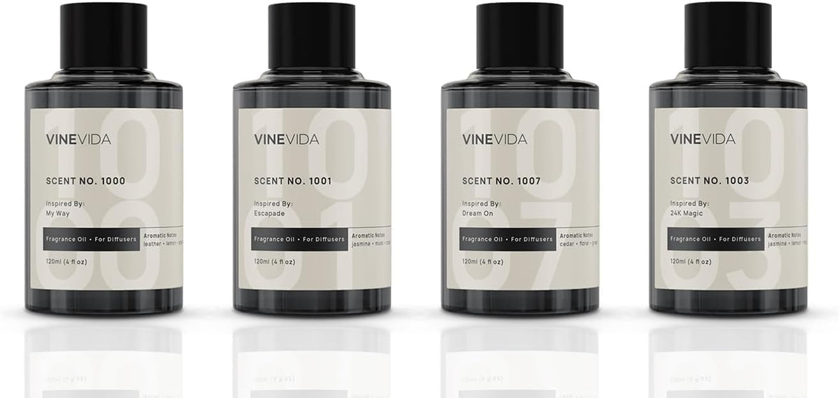 VINEVIDA (Pack of 4) Hotel Fragrance Collection Diffuser Oil - Hotel Scents Diffusers for Home - Cold Air Diffuser Oil