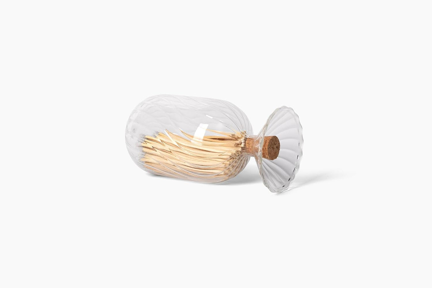Premium Helix Glass Cloche - Matches In a Jar With Striker. Long Matches for Candles, Fireplace. Or Use Bottle for Bath Salts, Accessories. Includes Striker AND Safety Matches (White)