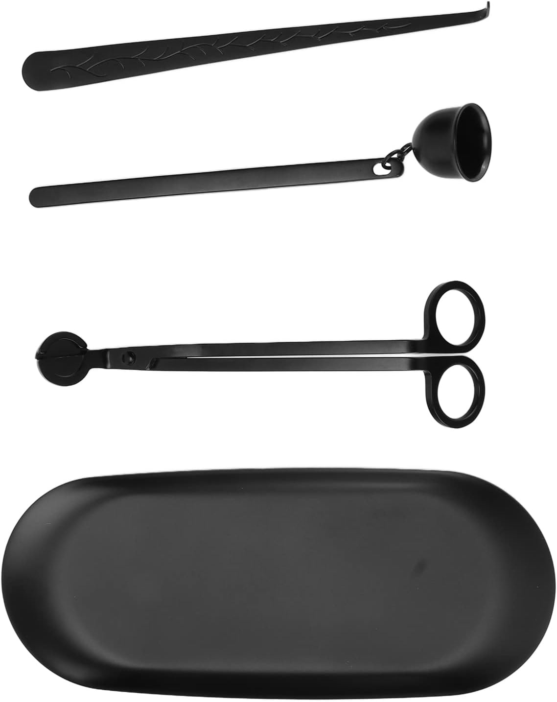Wick Cutter, Black Stainless Steel Candle Accessories with Wick Hook Extinguisher Tray Storage Bag Candle Care Kit Candle Extinguisher for Candle Lovers Gift