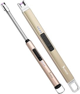 SUPRUS Electric Candle Lighter USB Type C Rechargeable Lighter Steel Shell & Hanging Hook with 360° Flexible Neck
