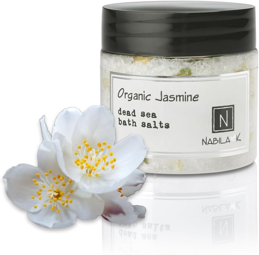 Organic Jasmine Bath Salts for Women & Men - Dead Sea Salt & Epsom Salt Soak and Scrub - Organic Jasmine Buds & Sambac Extract, Cruelty-Free, Sulfate-Free | Travel Size, 2 oz | Nabila K