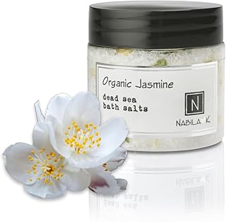 Organic Jasmine Bath Salts for Women & Men - Dead Sea Salt & Epsom Salt Soak and Scrub - Organic Jasmine Buds & Sambac Extract, Cruelty-Free, Sulfate-Free | Travel Size, 2 oz | Nabila K