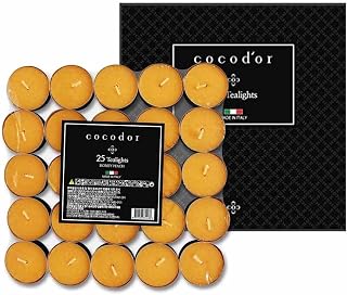 COCODOR Scented Tealight Candles/Honey Peach / 25 Pack / 4-5 Hour Extended Burn Time/Made in Italy, Cotton Wick, Scented Home Deco, Fragrance, Mother's Day