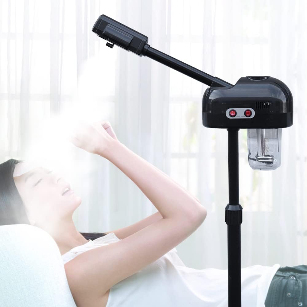 Professional Facial Steamer Tools for Esthetician, Skin Care and Deep Cleaning, 2 in 1 Face Machine, Ozone Face Steamer for Facial, Hot Mist Skincare for Spa, Salon and Home Use (Black)
