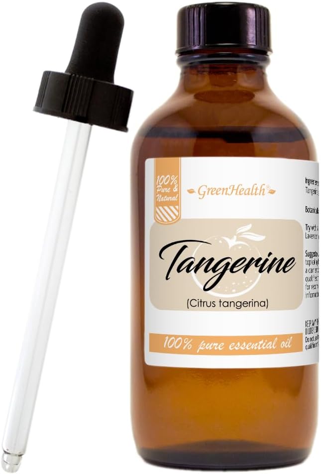 Tangerine Essential Oil – 4 fl oz (118 ml) Glass Bottle w/Glass Dropper – 100% Pure Essential Oil – GreenHealth