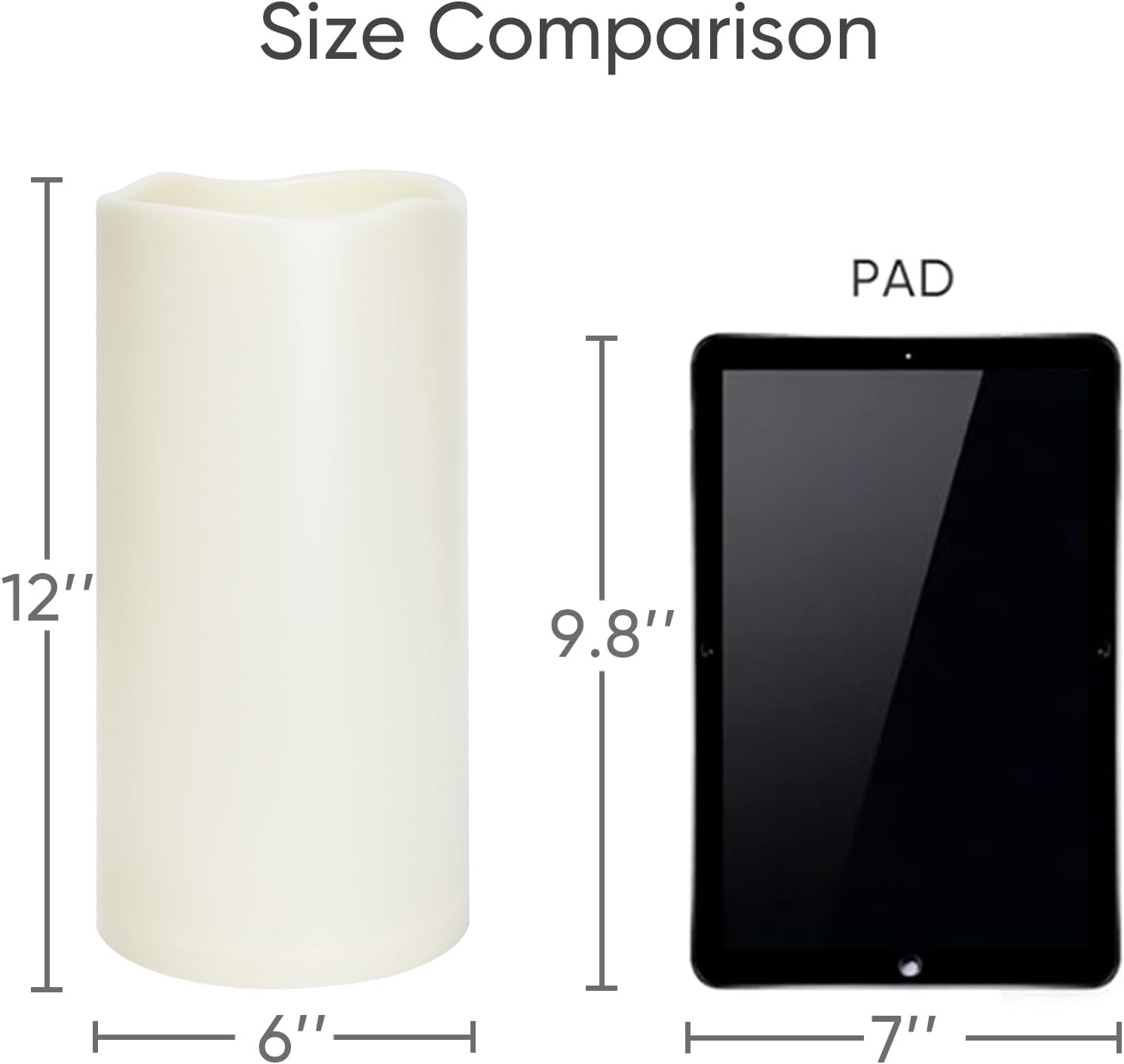 Homemory 6" x 12" Extra Large Outdoor Waterproof Candle with Auto 6-Hour Timer, Ivory Plastic Made, Long Last for Half A Year