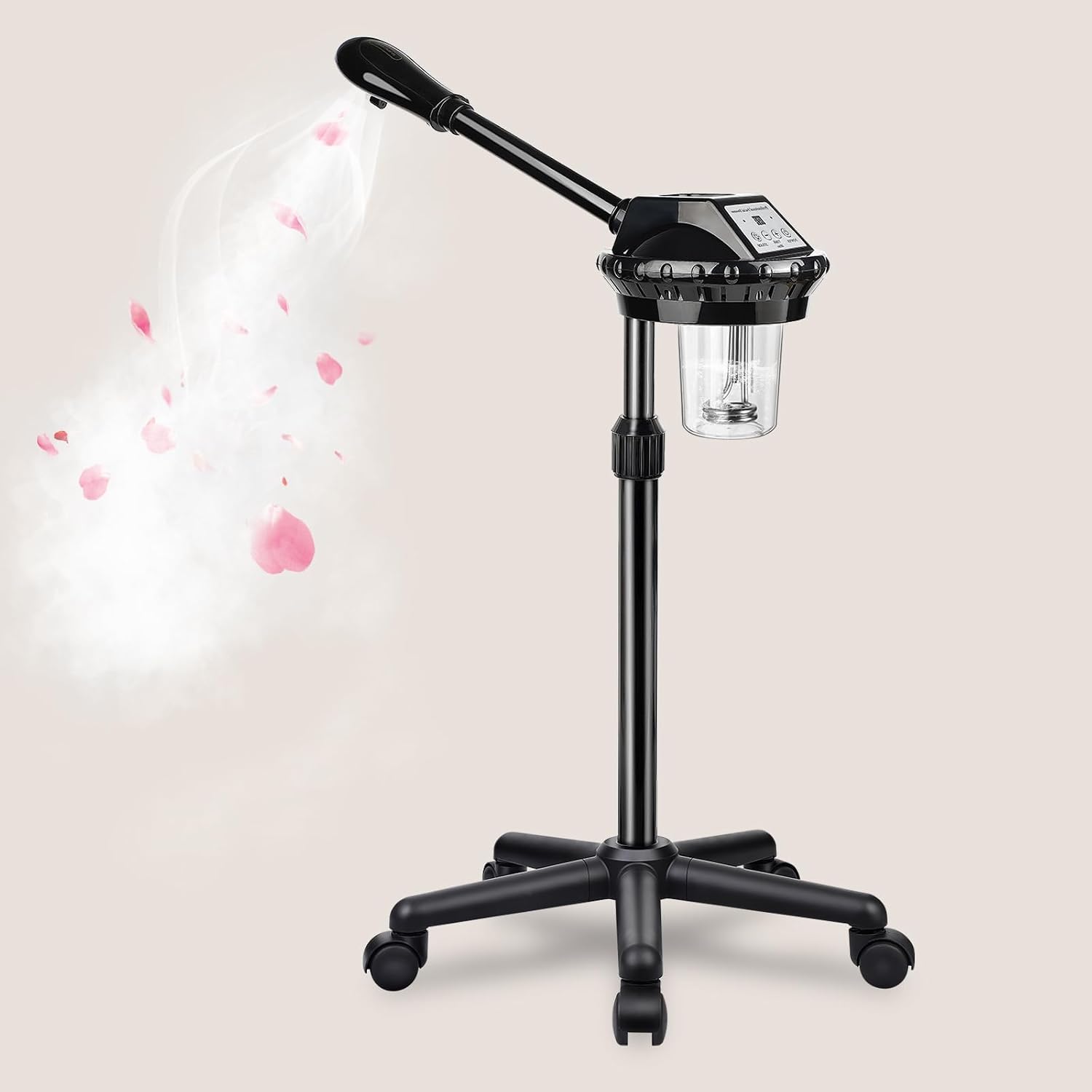 Professional Facial Steamer for Deep Hydration,Ozone Face Steamer with More Steam,Estheticians Steamer on Wheels with Time Setting,Adjustable Height Suitable for Beauty, Spa and Home Use