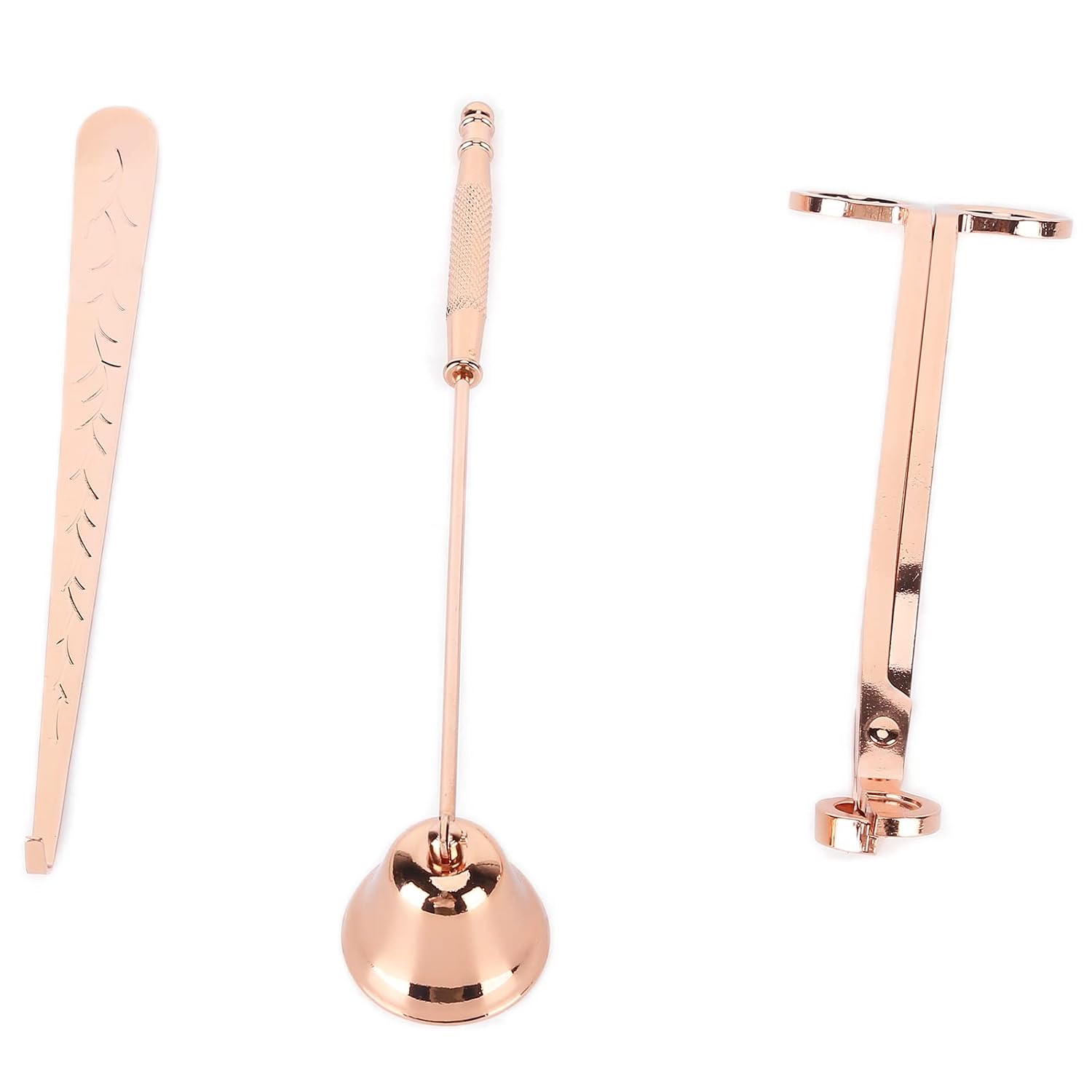 Akozon 3PCS Candle Accessory Set Candle Wick Trimmer Cutter Snuffer Extinguisher Wick Dipper, Multifunctional Accessory for Home Use (Rose Gold)