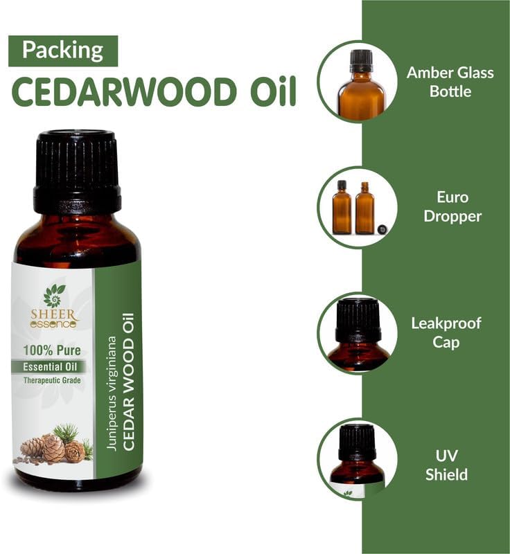 Cedar Wood Oil -(Juniperus Virginiana)- Essential Oil 100% Pure Natural Undiluted Uncut Therapeutic Grade Oil 0.16 Fl.OZ
